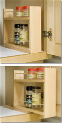 Sliding Spice Rack can be placed inside cabinets as shown. Just slide out for easy access!